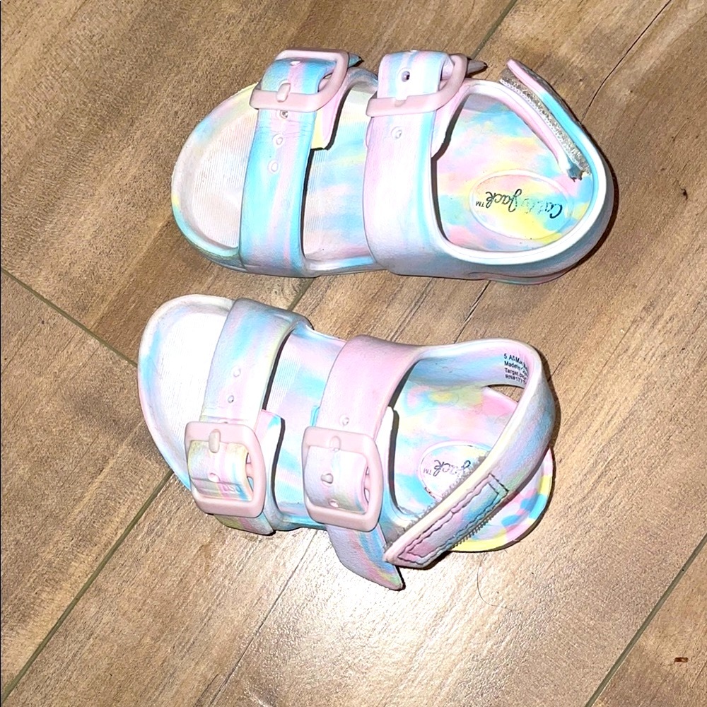 Cat and jack beach sandals marbled Colorful Kids baby size 5